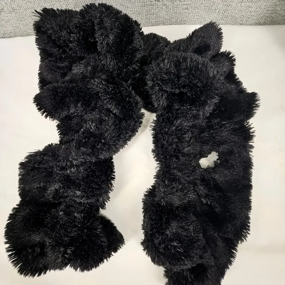 BLACK UNISEX FLUFFY FAUX FUR WINTER SCARF – PLUSH TEXTURE – SOFT & WARM